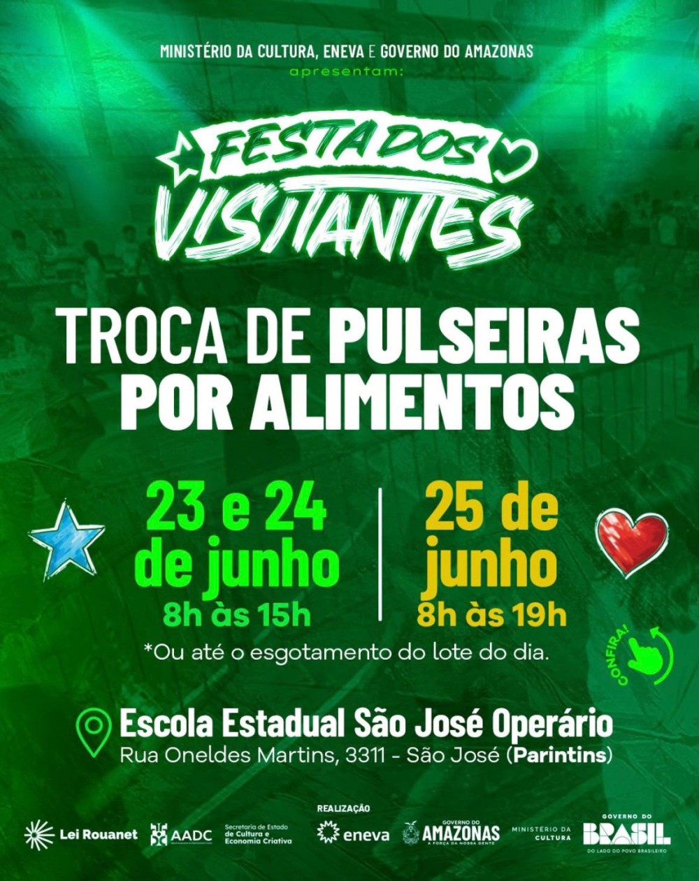 Governo do Amazonas divulga regras para troca de pulseiras da Festa dos Visitantes 2026