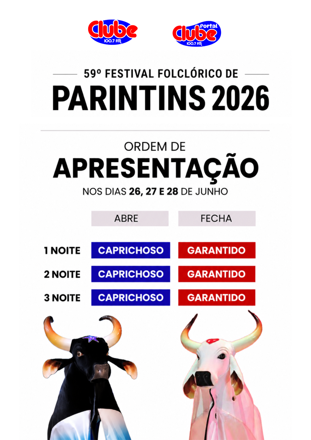 Sorteio define ordem de apresentação do Festival de Parintins 2026
