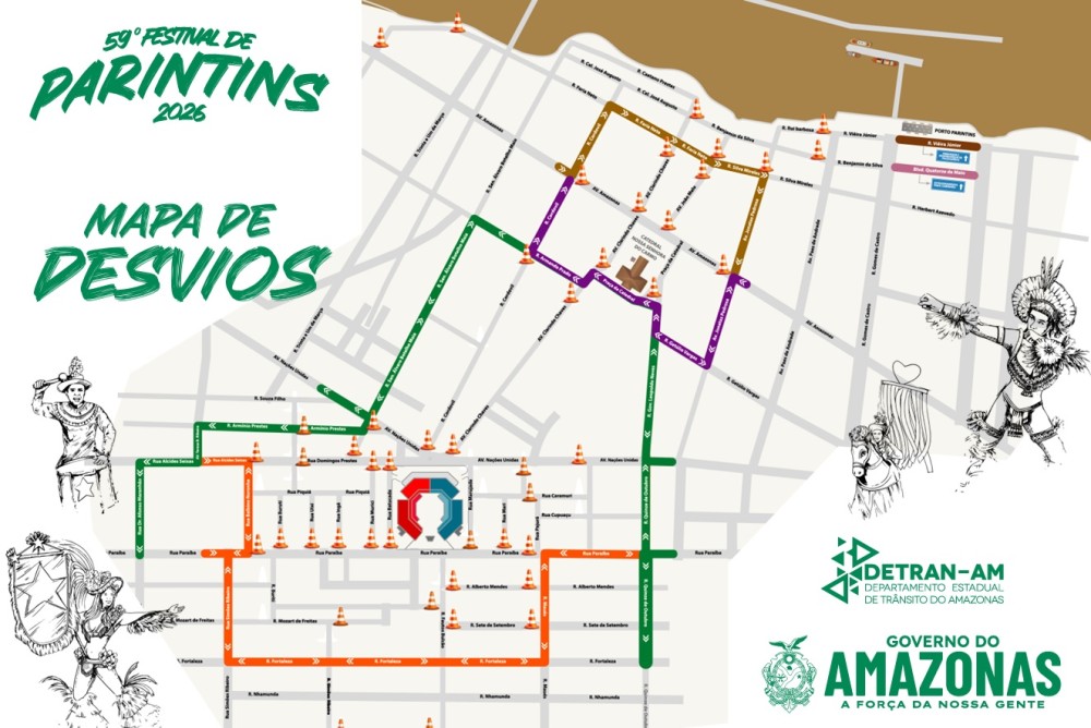 Detran-AM interdita vias próximas do Bumbódromo e da Catedral, a partir desta quinta-feira